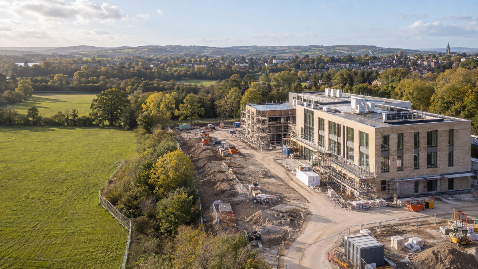 Aerial view of a construction project in progress