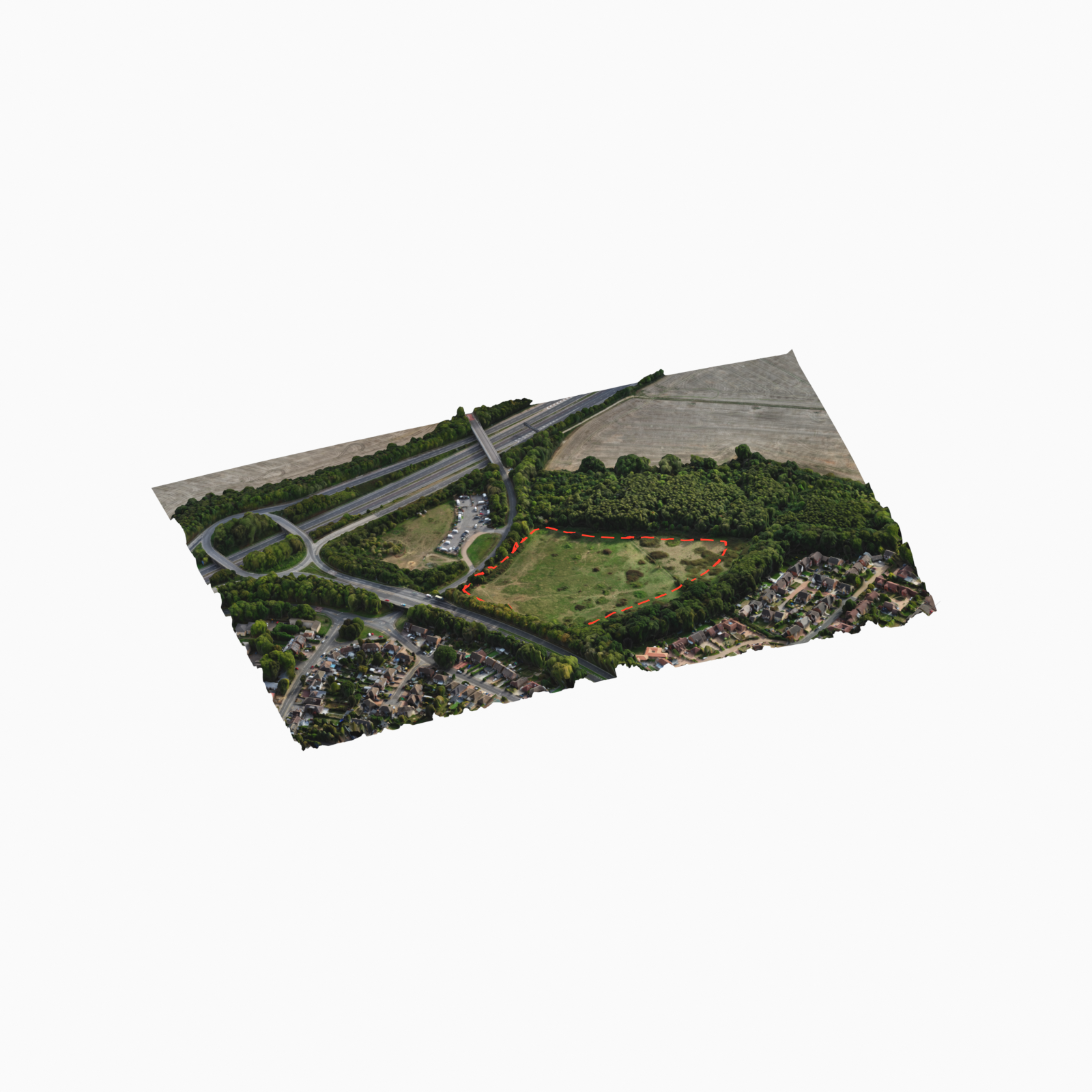 Illustrative three-dimensional landscape model showing land and surroundings
