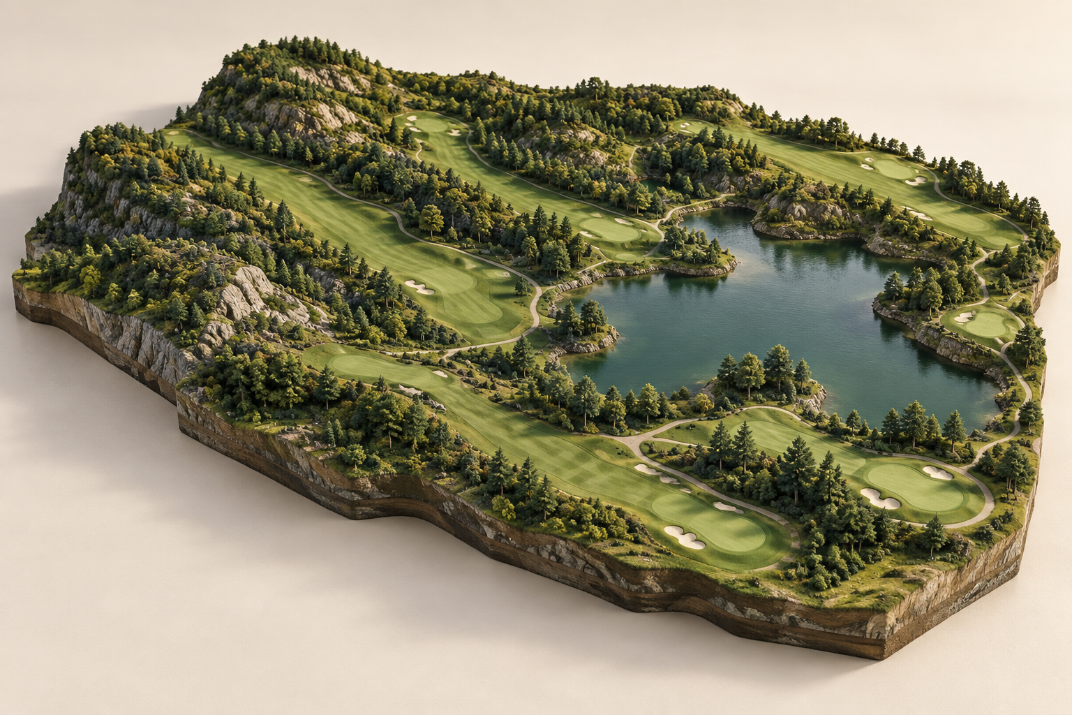 Illustration of a detailed three-dimensional landscape model